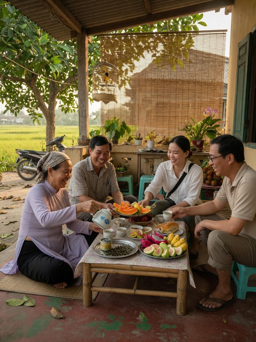 Local hospitality and village life near Hanoi